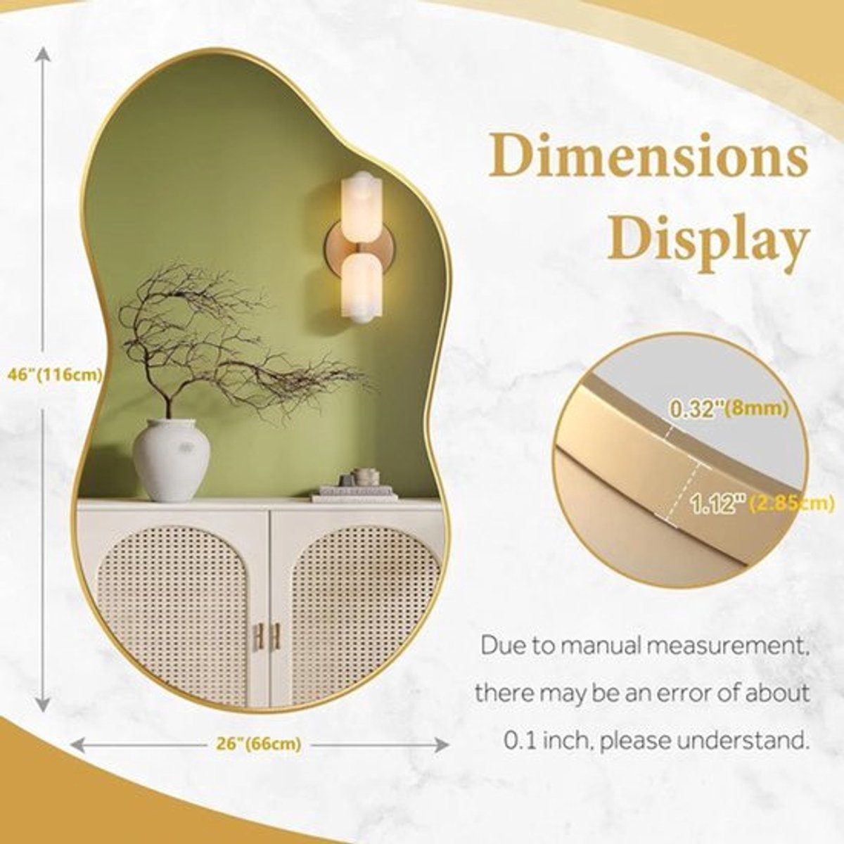 Asymmetrische Wandspiegel – Onregelmatige Spiegel – Decoratieve Spiegel – Badkamerspiegel