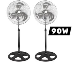 Wagtail Staande Ventilator – Set van 2 – Ø 50 cm – 90 W – In hoogte verstelbaar – Oscillerend