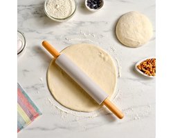Karaca x Refika Siliconen Deegroller met Houten Handgreep – 44,4 cm – Grijs – Antiaanbak Deegroller