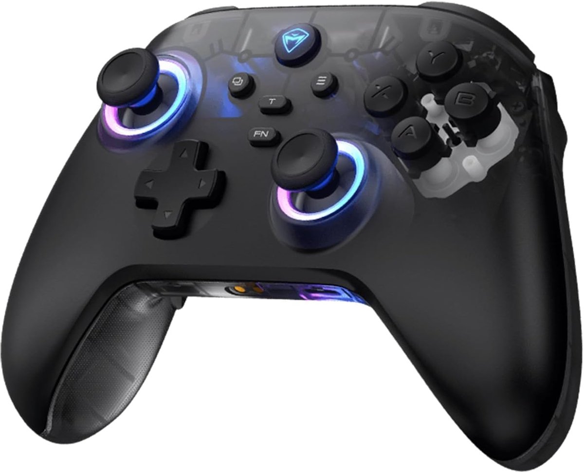 SnelShoppen - Bluetooth Gaming Controller voor Pc/Switch/Ios/Android, Hall Effect Joysticks, RGB Verlichting, 2 Programmeerbare Knoppen, 1000mAh Accu