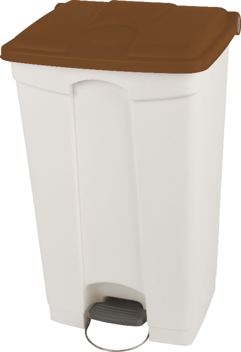Pedaalemmer - Container met deksel - Verrijdbaar - HACCP - 90 liter - Bruin