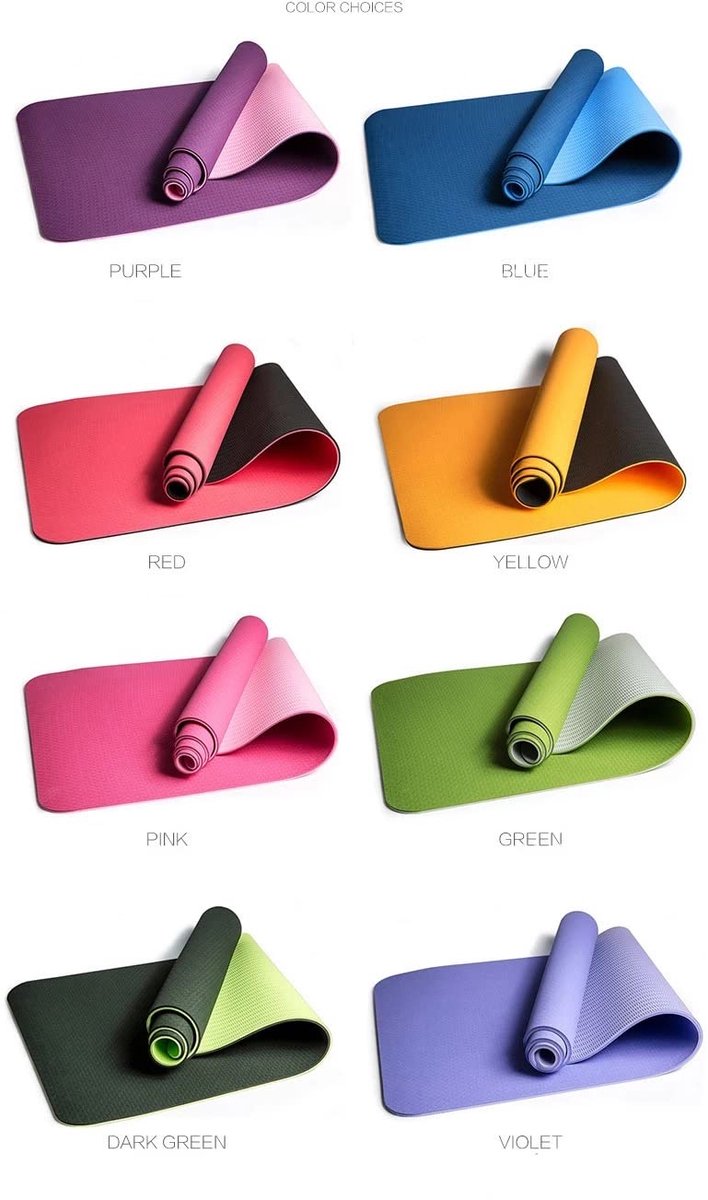 SnelShoppen - Yogamat TPE Antislip Gevoerd 183x61cm met Schouderriem - Perfect voor Fitness, Pilates, Yoga en Thuisworkouts