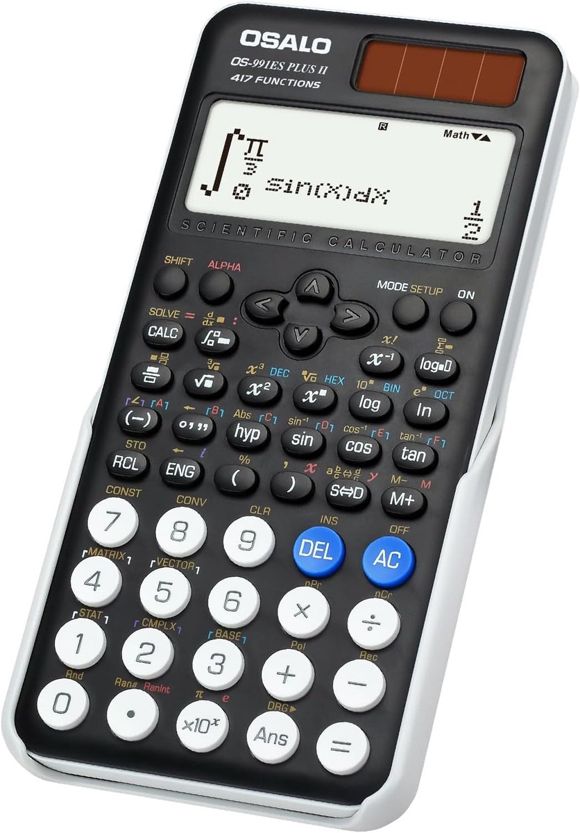 Wetenschappelijke Rekenmachine - 417 Functies Rekenmachine - School Examens - Geschreven Display - 164 mm - Zwart