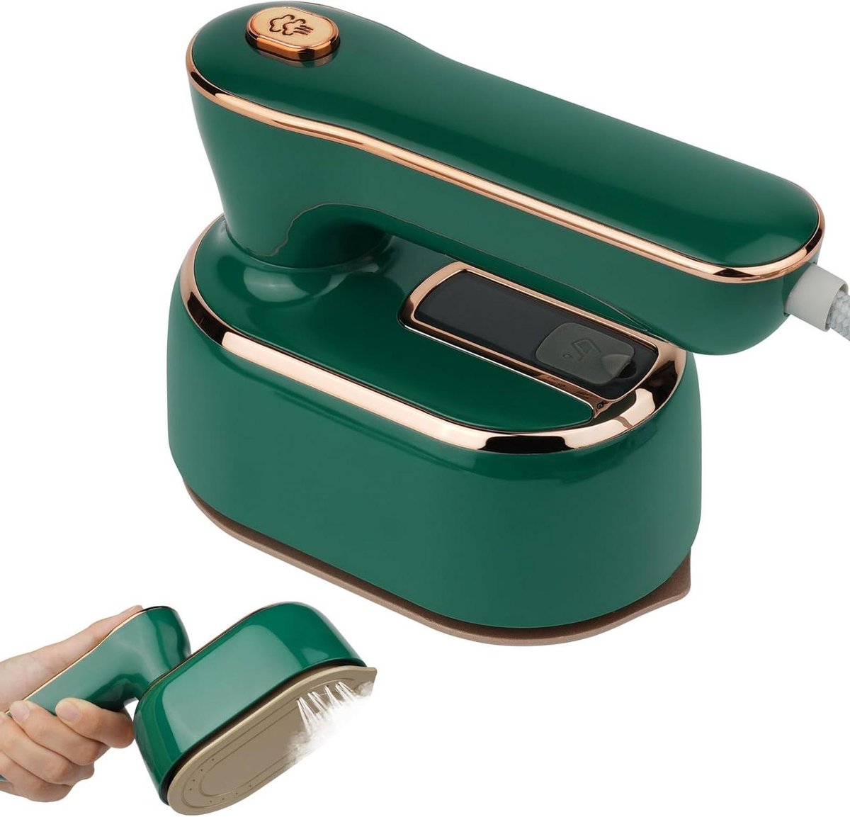 Mini Stoomstrijkijzer - Draagbaar Reisstrijkijzer - Kreukvrij Maken Kleding - Opvouwbaar Ontwerp - 100ml Tank - Groen