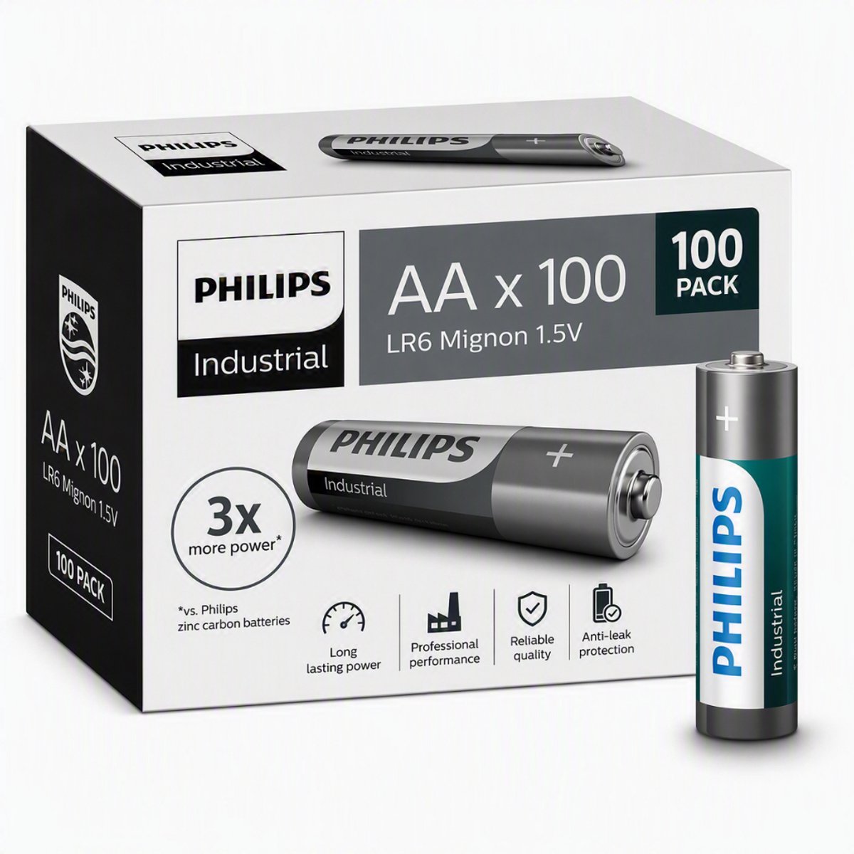 Philips Industrial batterijen AA 100 stuks