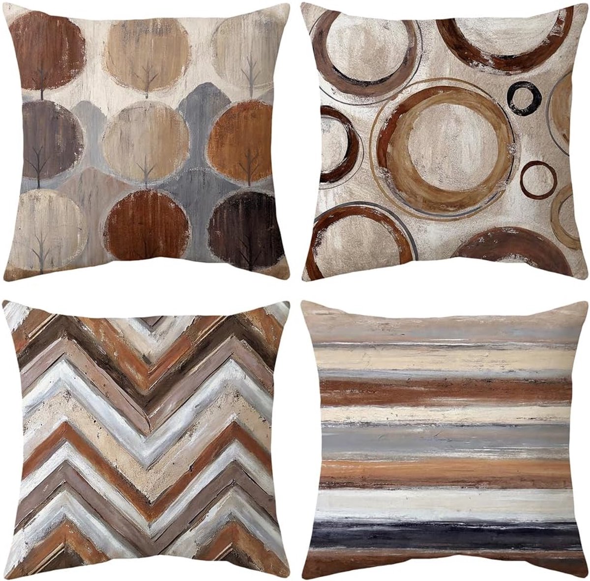 SnelShoppen - Set van 4 Moderne Kussenslopen 45 x 45 cm, Sofakussen Overtrek, Goede Bekleding voor Bank, Slaapkamer, Kantoor, Kleurige Decoratie