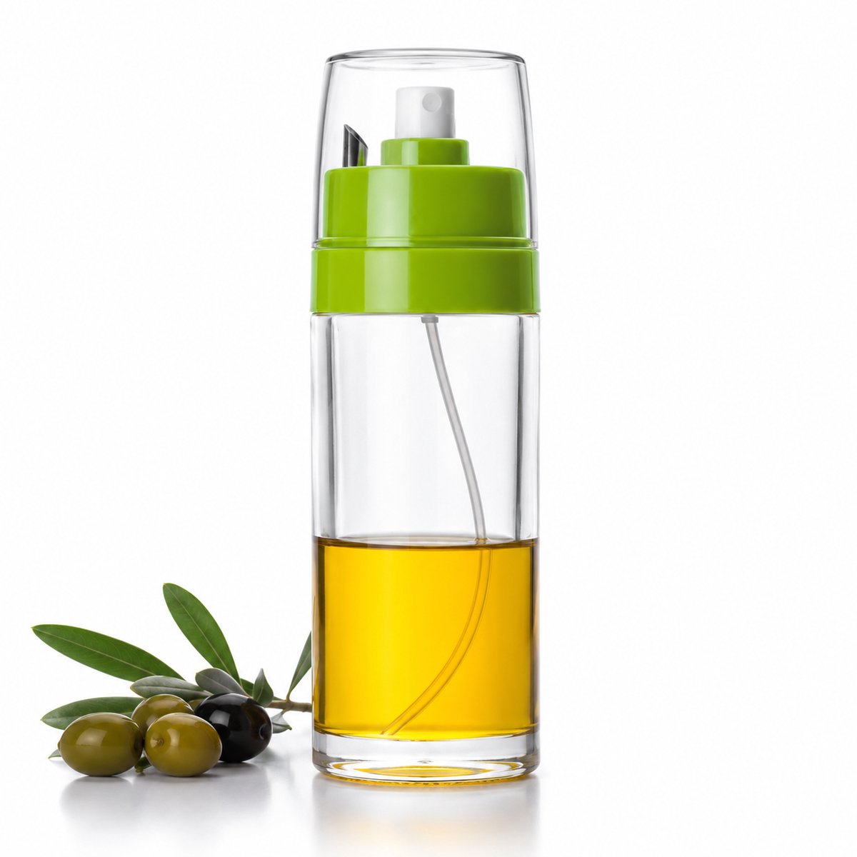 Ibili – Olie- en Azijnsprayer 150 ml – 2-in-1 Oliesprayer met Sprayfunctie en Schenktuit – Vaatwasserbestendig – Inclusief Beschermkap – Groen