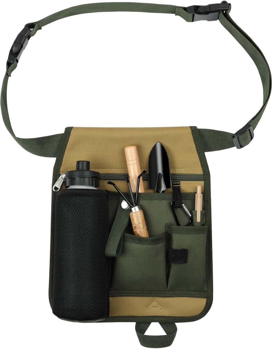 SnelShoppen - Tuingereedschap Heuptas met 6 Vakken, Verstelbare Gereedschapsriem, Oxford Tuin Opbergtas, 28 x 23 cm, Heren Kindergereedschapstas voor