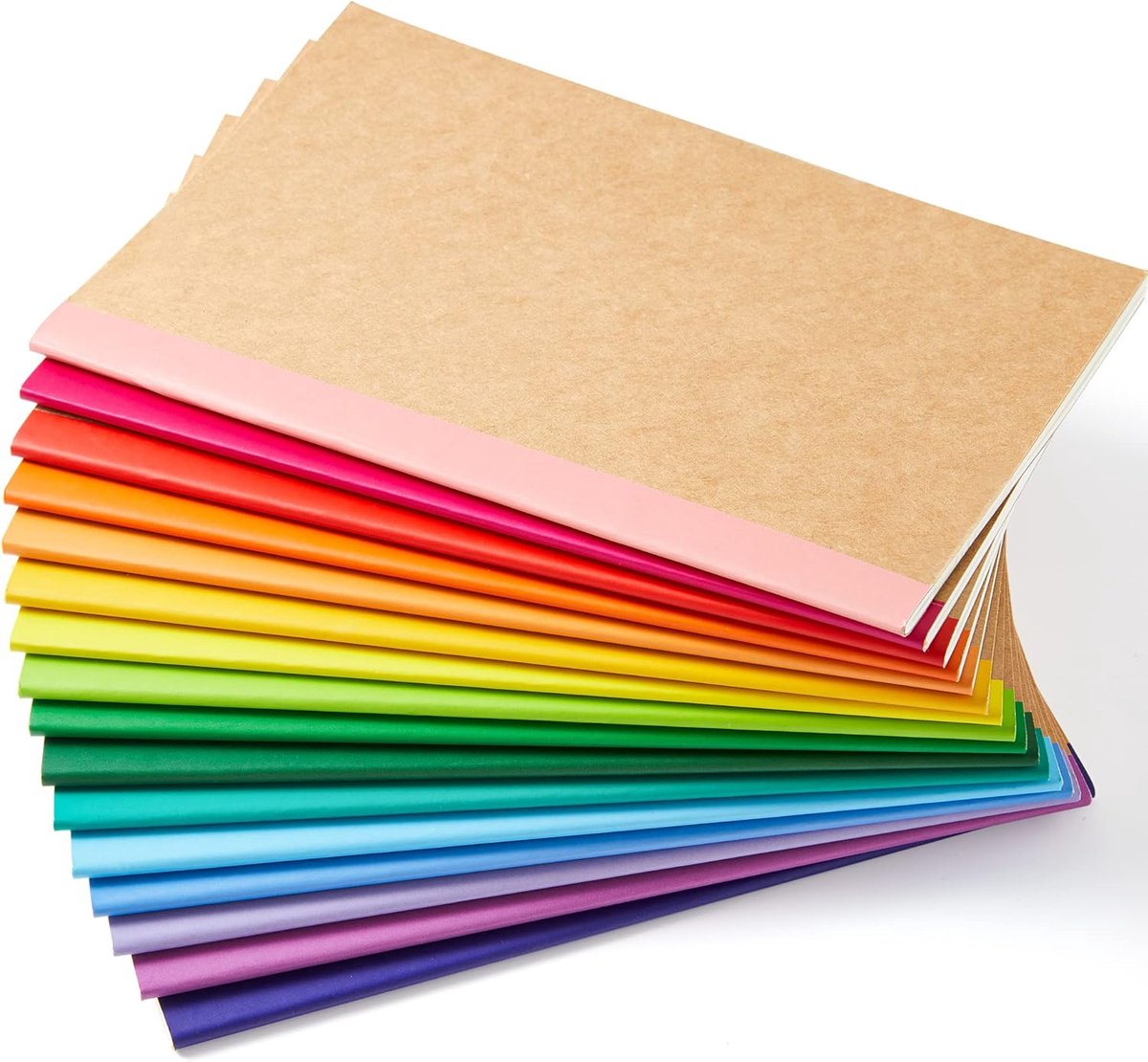 SnelShoppen - Feela Kraft Notitieboek A5 Gelinieerd Set van 16 Notitieboekjes met Regenboogrug in 16 Kleuren 60 Pagina's 21x14 cm Geschikt voor Kantoo