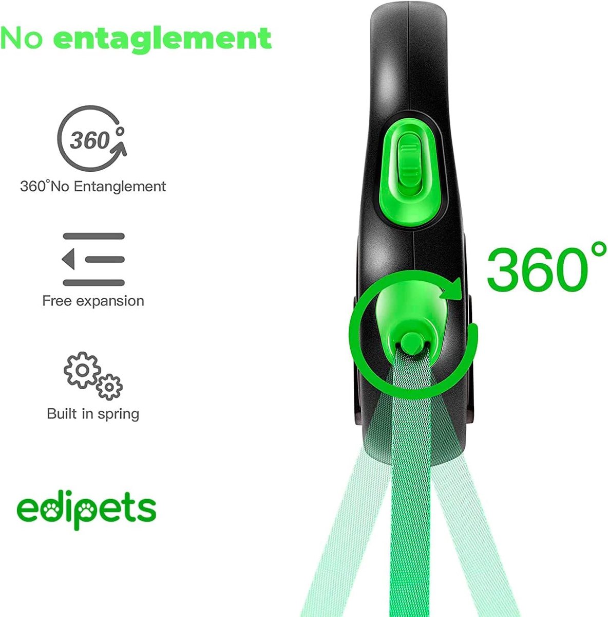 SnelShoppen - Verlengbare Hondenriem Intrekbaar 3, 5 en 8 Meter Flexibele Leiband Groen voor Training en Wandelen, Ideaal voor Buitenactiviteiten thumbnail 2