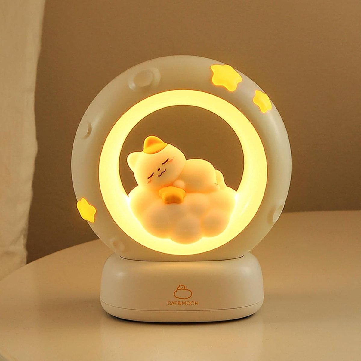 SnelShoppen - Dimbare Oplaadbare Nachtlamp Cat Lamp voor Kinderen - Bedside Lamp, Kinderslaapkamer, USB, Touchscreen, Batterijvoering, Snooze Light