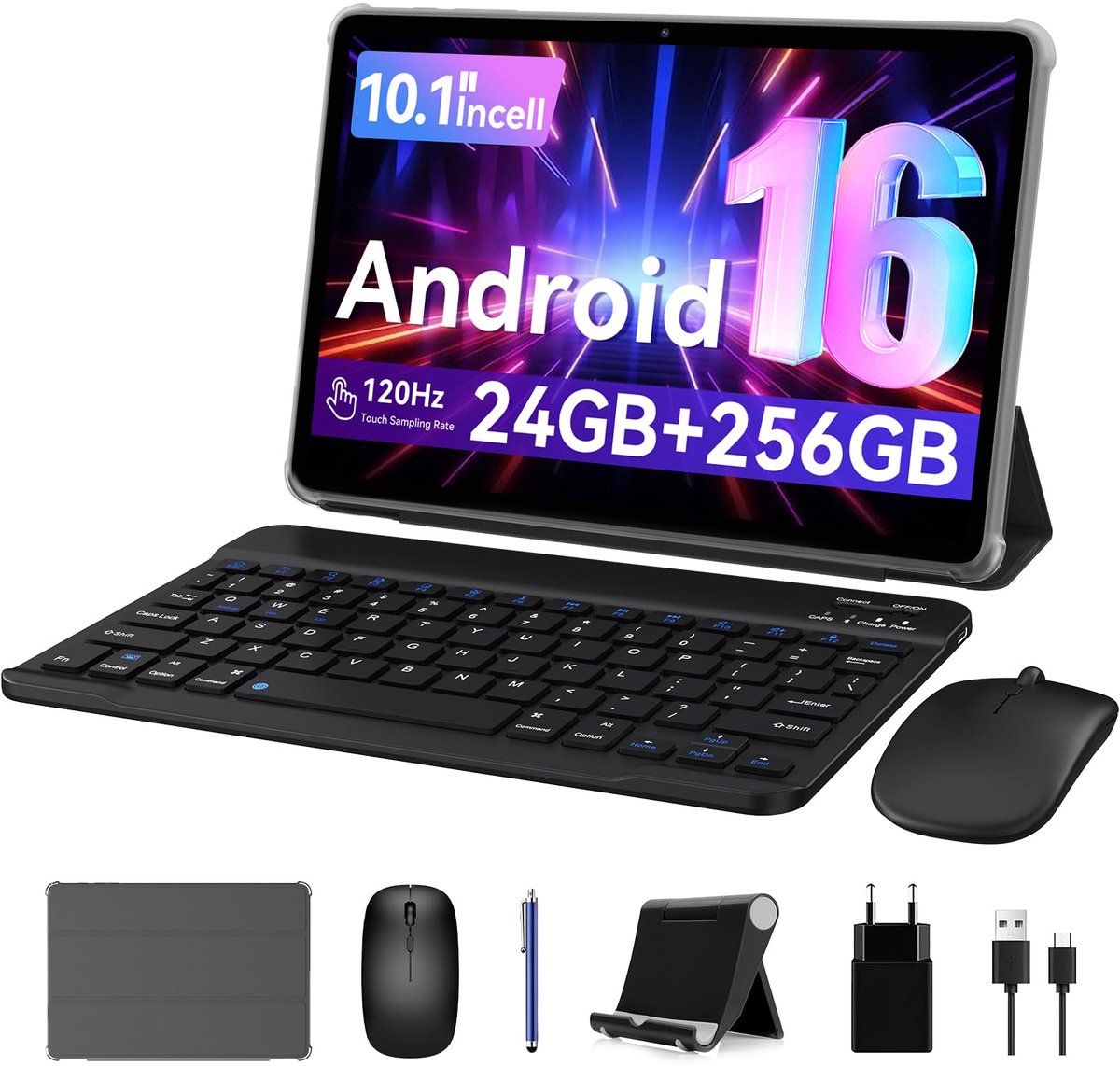 SnelShoppen - VekfulPC Android Tablet 10 Inch Met Stylus, Toetsenbord en Muis - Gemini AI Processor, 8 GB RAM, 256 GB ROM, Widevine L1 - Ideaal Voor W