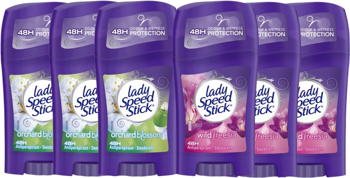 Lady Speed Stick Deodorants Orchard Blossom & Wild Freesia - 6 x 40g - 48 uur Lang Adembenemende Frisheid en Bescherming - Deodorant vrouw