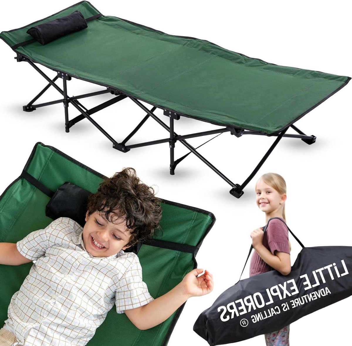 Kampeerbed - Reisbed - Buiten slapen - Lichtgewicht ontwerp - 152 cm - Groen