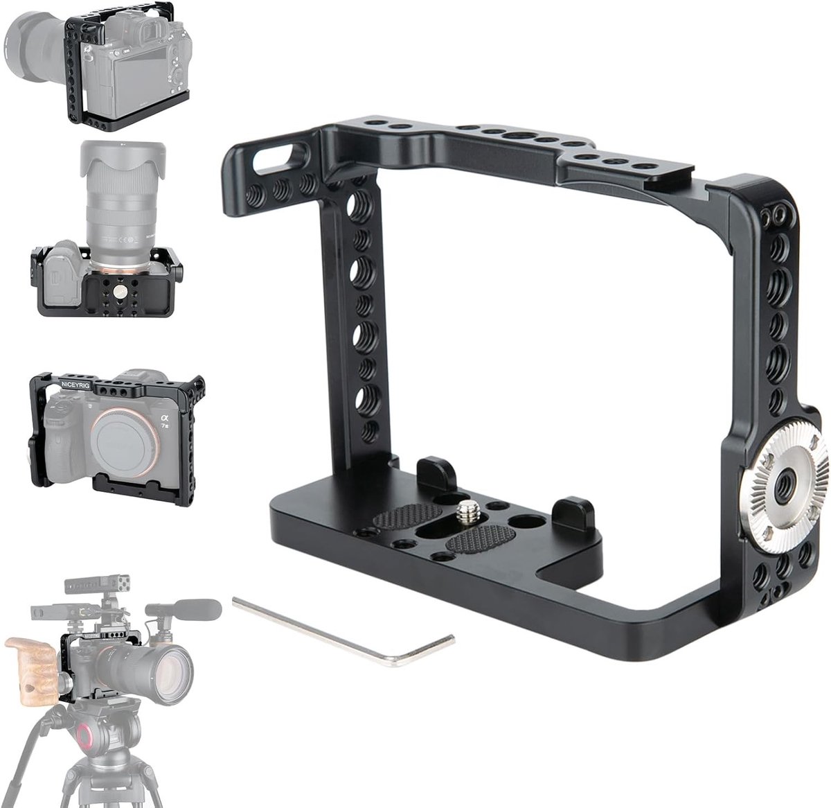 Camera Cage voor Sony A7 III/A7R III/A7R II/A7S II/A7 II met HDMI Kabelklem en A-RRI Style Rosette voor Stabiliteit en Bescherming