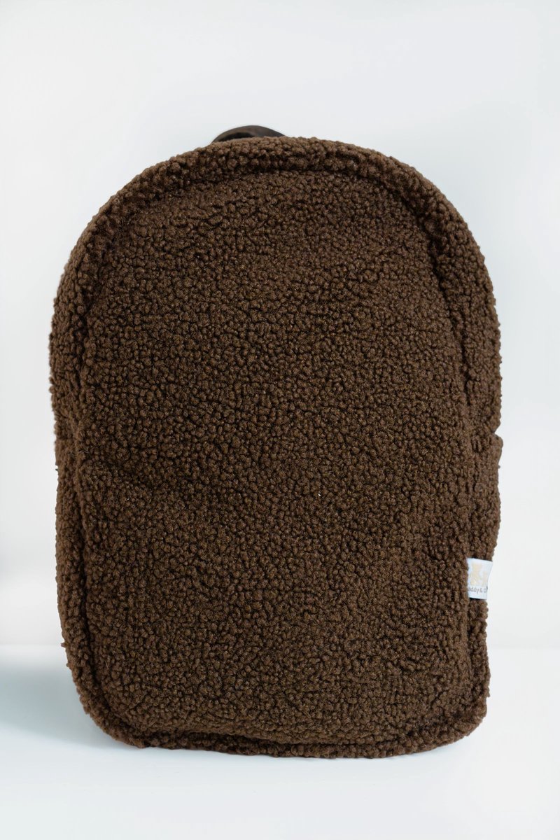 Teddy&Clo. - Teddy Kinderrugzak - Teddy/Fleece - 20 x 30 x 9 cm - Donker Bruin - School & Opvang