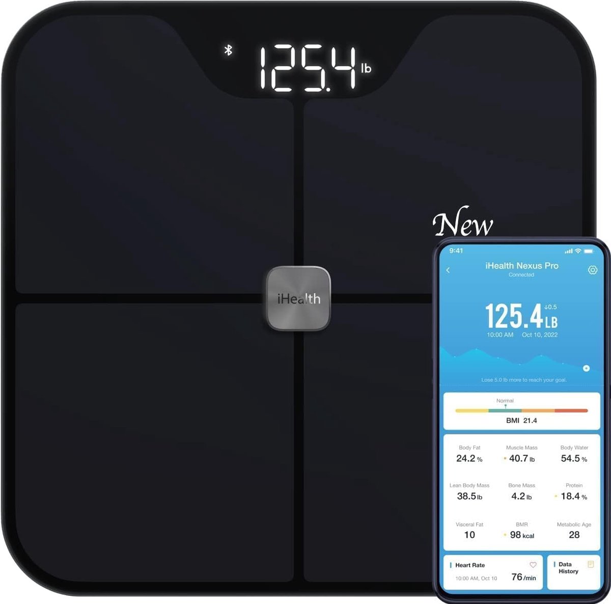 Thijox - Nexus PRO Verbonden Wellness-schaal - 12 Lichaamsstatistieken - Gewicht, Lichaamsvet, Slimme Gebruikerserkenning, Gepersonaliseerde Wellness-