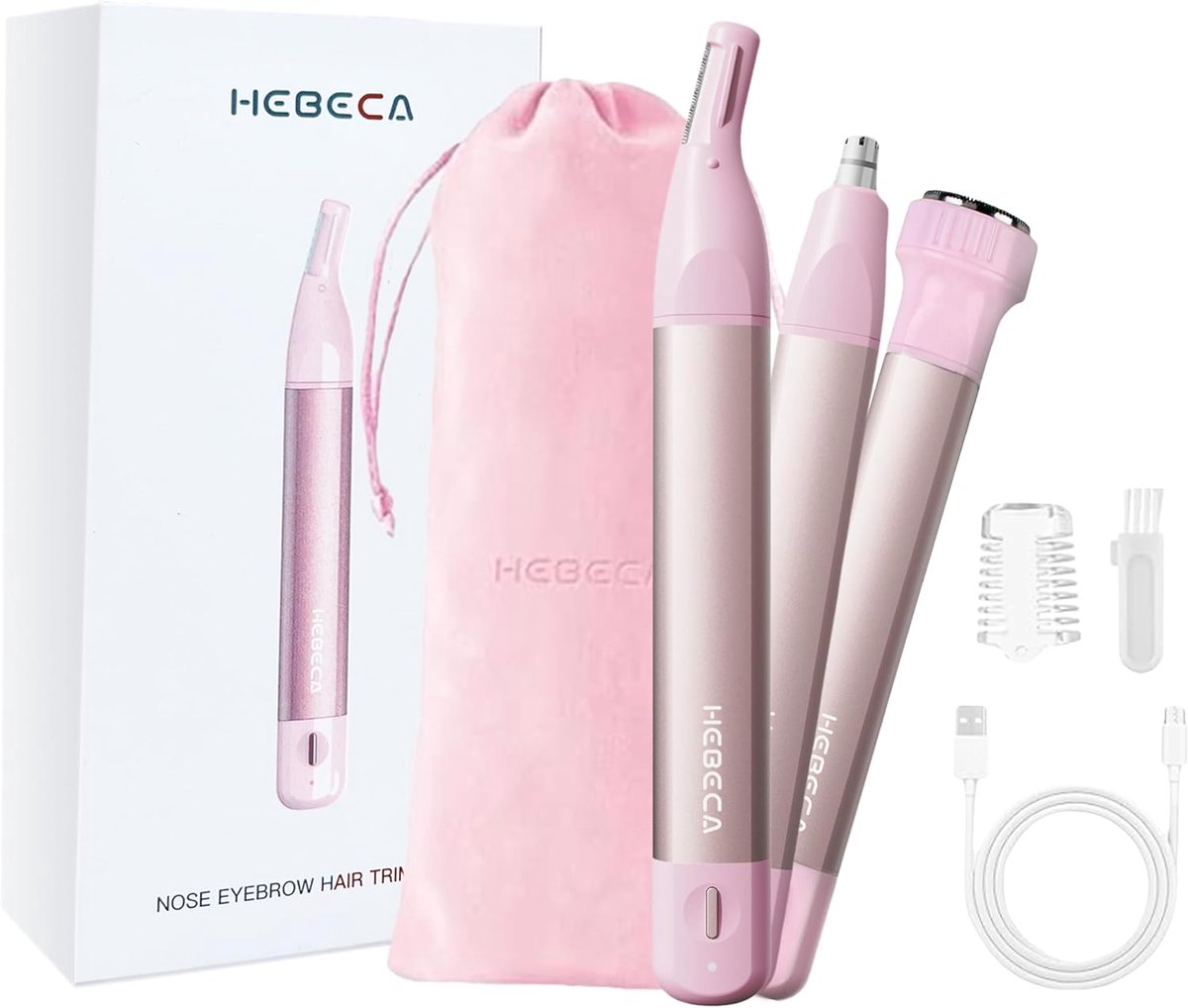 SnelShoppen - Neushaartrimmer voor Vrouwen, 3-in-1 Gezichtshaarverwijderaar, Waterdicht, Oplaadbaar, Draagbaar, Metalen Behuizing, Voor Neus, Oren, We