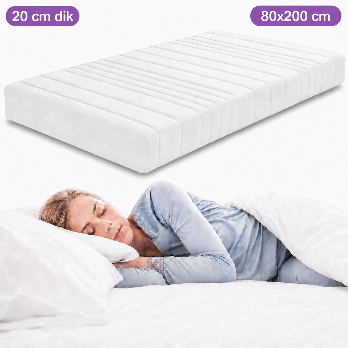 Densi Matras - 80x200 cm - 20cm dik -HR Koudschuim wit