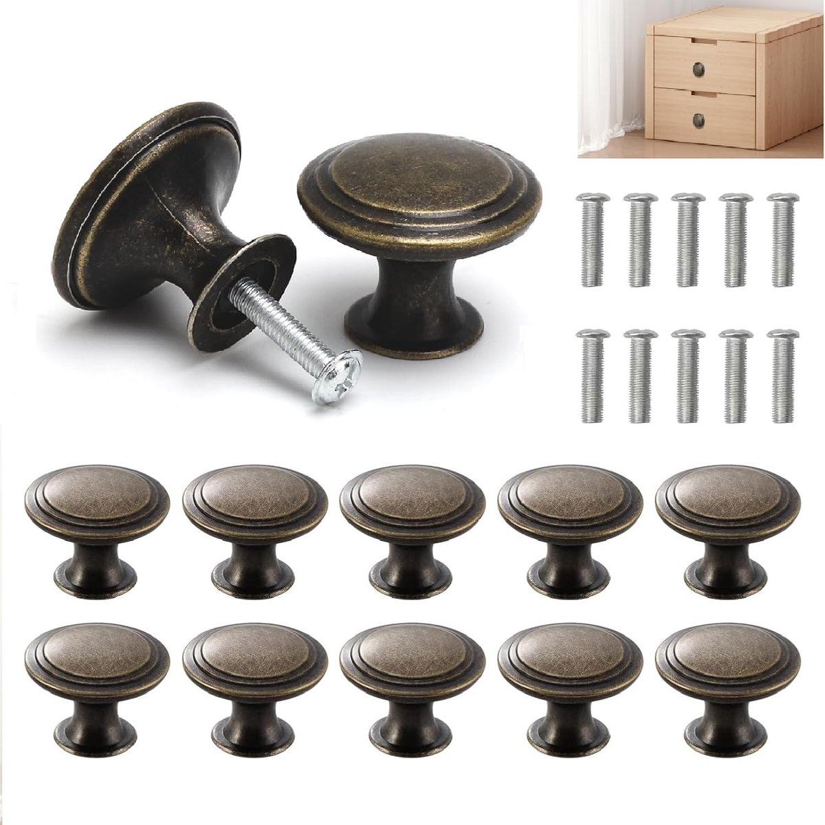 Vintage Kastgrepen Set van 10 Stuks - Antieke Stijl Ladegrepen van Zinklegering - Ideaal voor Meubels en Kasten