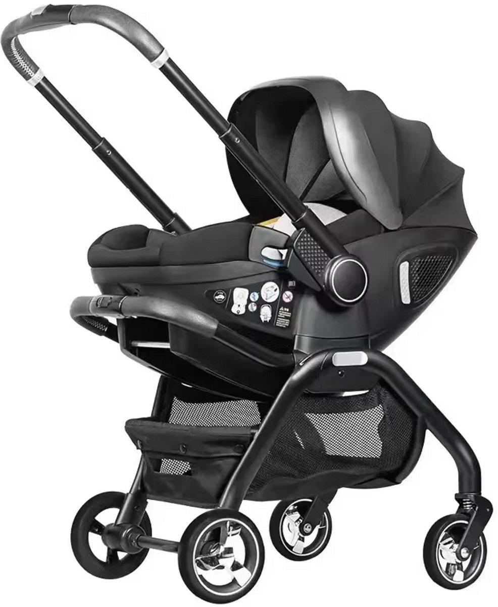 3-in-1 Kinderwagen met Autostoel – Reissysteem voor Baby's vanaf Geboorte – ISOFIX Compatibel – Zwart