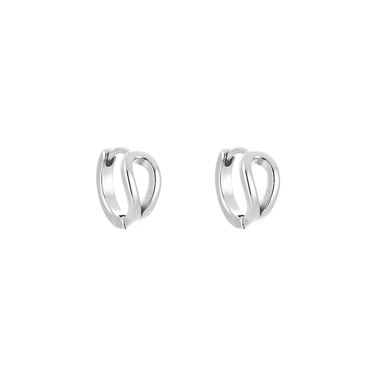 Stainless Steel Sculptural Cutout Organic Hoops – Luxe Sculpturale Uitgesneden Oorringen – RVS - Zilver