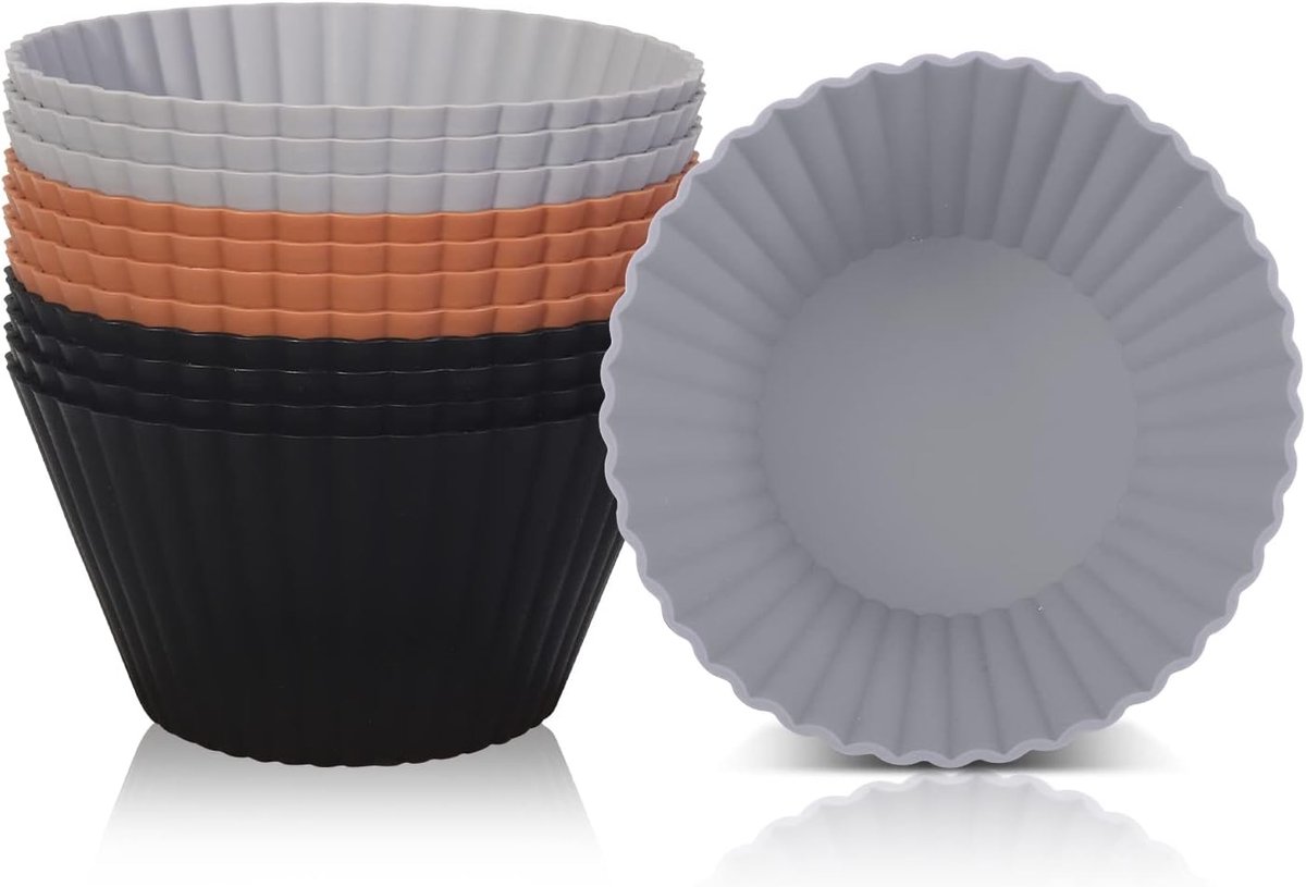 SnelShoppen - 9,2 cm grote siliconen muffinvorm met anti-aanbaklaag, herbruikbare cupcakevormen, diepe muffinvormpjes voor Pasen, siliconen muffinplaa
