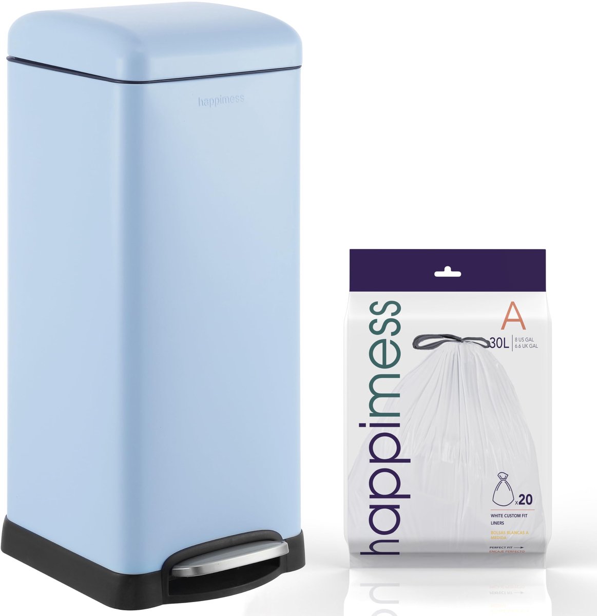 SnelShoppen - Retro Prullenbak 8 Gallon Stap-Open, Vingerafdrukbestendig, Modern Minimalistisch, Ijzer, Getij Zwembad Blauw, Voor Thuis, Keuken, Badka