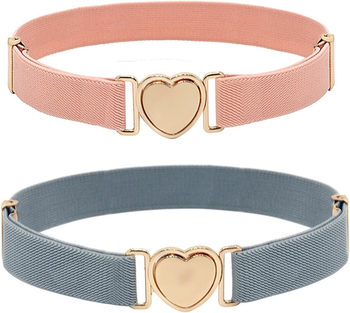 Set van 2 Meisjesriemen, Verstelbare Elastische Riemen voor Kinderen, Mode Accessoires voor Meisjes, Schattige Hartvormige Riemen voor Elke Gelegenheid
