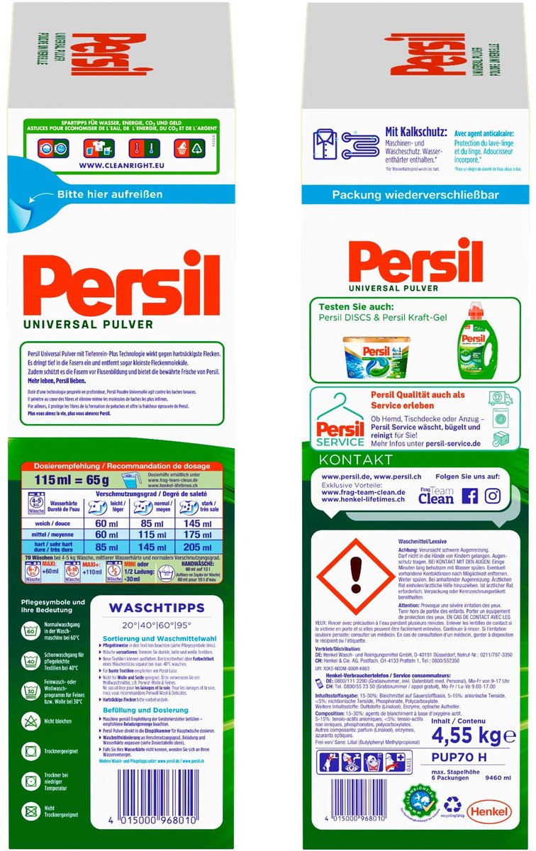 SnelShoppen - Persil Universeel Dieptereinigend Wasmiddel (70 Wasbeurten) - Volledig Wasmiddel voor Zuiver Wasgoed, Hygiënische Frisheid, Effectief va