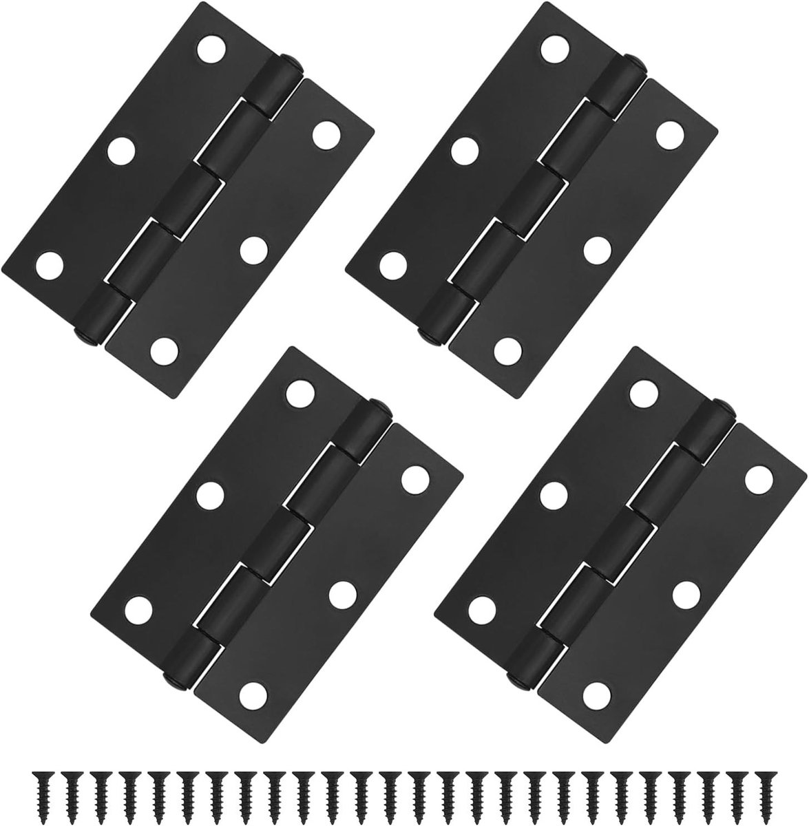 Set van 4 stuks 75mm (3 Inch) kastdeuren scharnieren met 24 zwarte schroeven voor houten deuren en meubels