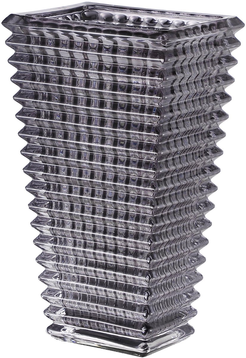 SnelShoppen - Kristalglazen Vaas Zwart Grijs 11 Inch - Grote Moderne Bloemenvaas voor Tafelstukken, Woonkamer, Eettafel, Bruiloft