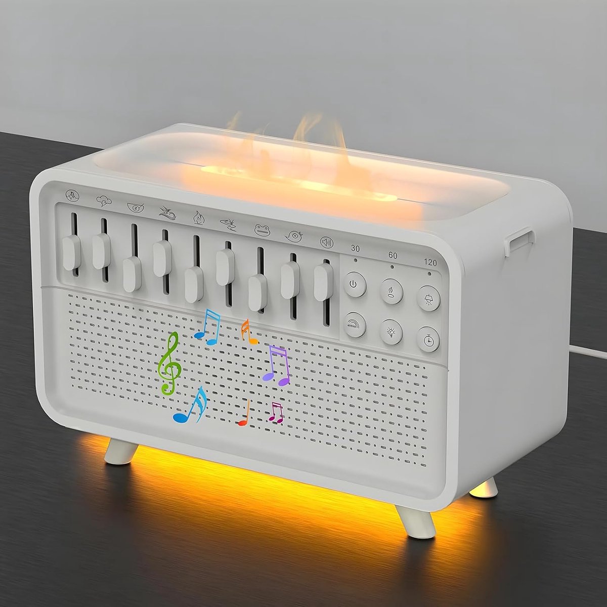 SnelShoppen - 4-in-1 Witte Ruismachine, Luchtbevochtiger, Slaapgeluidsmachine met 8 Natuurlijke Geluiden, Bluetooth, 3 Tijdinstellingen, Aroma-Diffuse