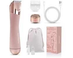 SnelShoppen - 2-in-1 Bikini Trimmer Vrouwen - Gezichtshaarverwijderaar USB-C Scheerapparaat met Dubbele Hoofd, Voor Schaamhaar, Lippen, Oksel en Licha