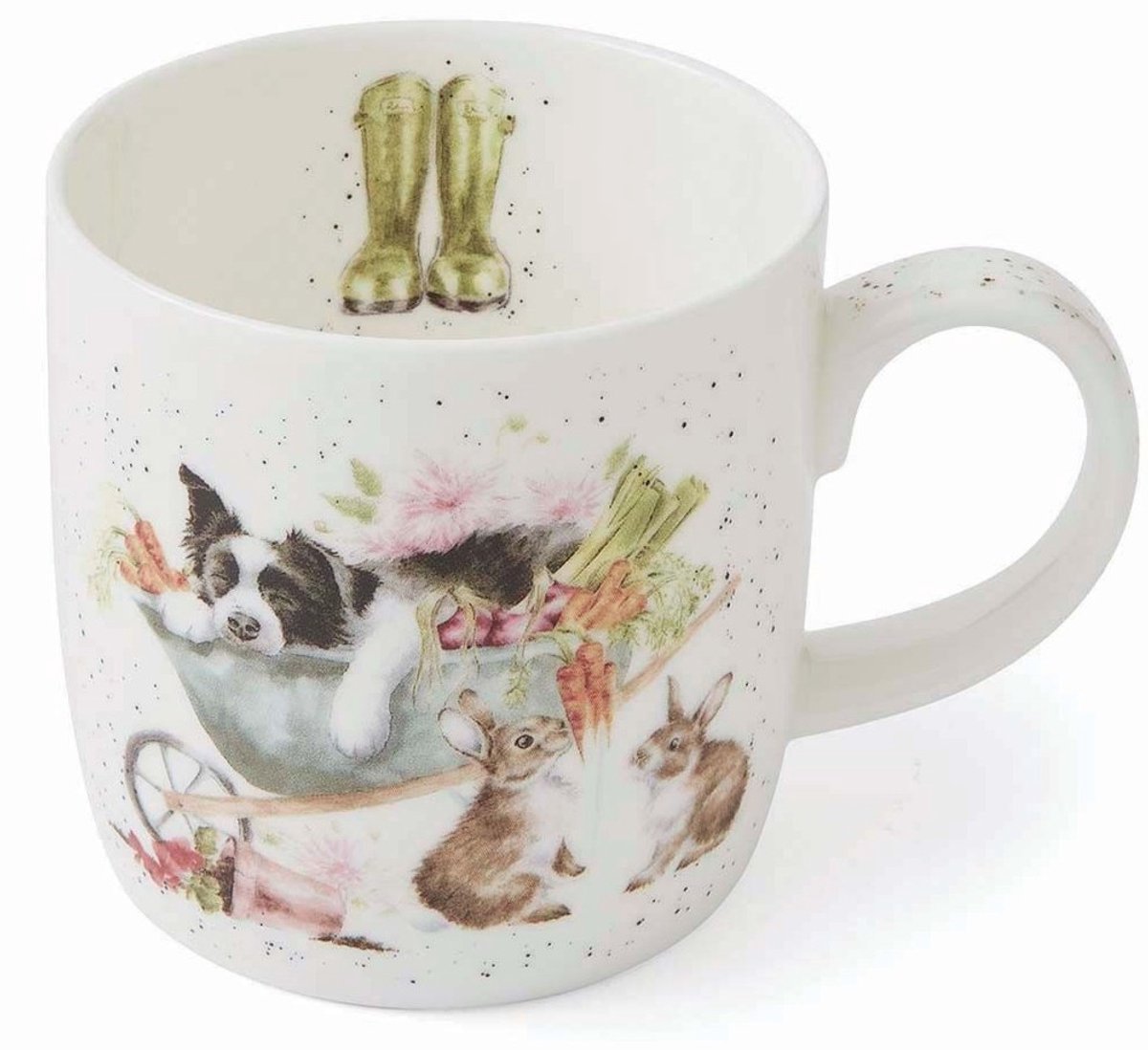 Wrendale Mok - 'Sleeping on the Job' dog, cat and rabbit mug - Royal Worcester - Beker
