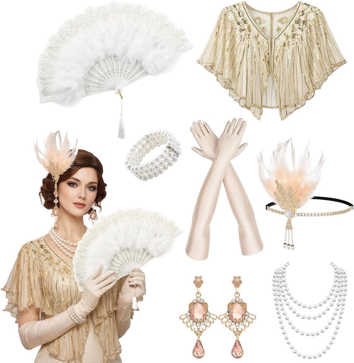 Elegante Charleston Accessoires voor Vrouwen, Perfect voor Feestjes, Verkleedpartijen en Thema-evenementen