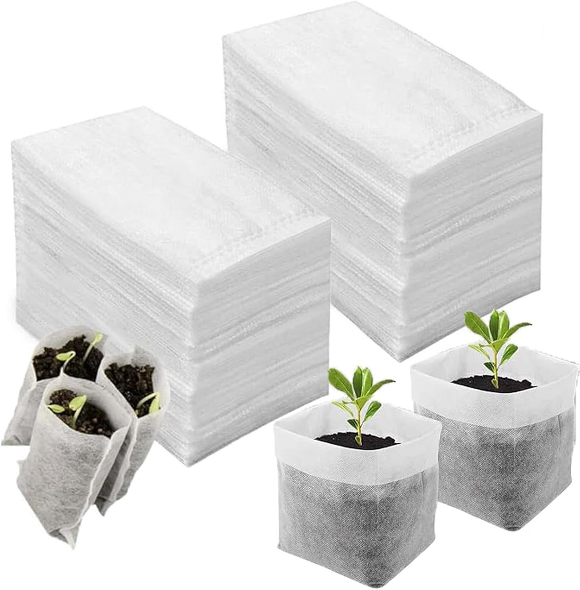 200 Stuks Planttassen voor Groenten, Bloemen en Fruitplanten - Biologisch Afbreekbare Kweekzakken voor Tuinieren