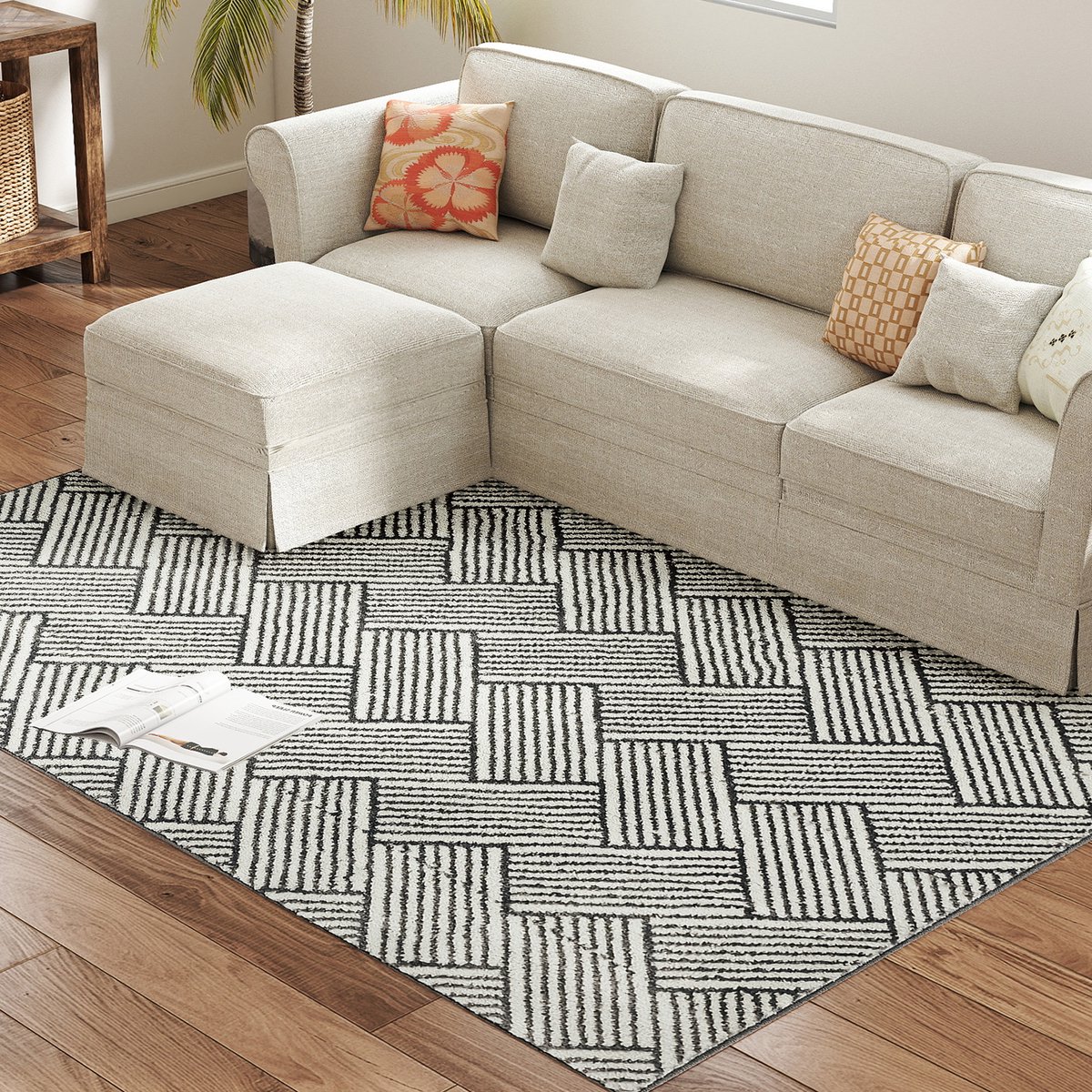 ECTEATOY® Vloerkleed 200x140 cm Grijs - Kortpolig Tapijt - Machinewasbaar & Hypoallergeen - Voor Woonkamer & Slaapkamer