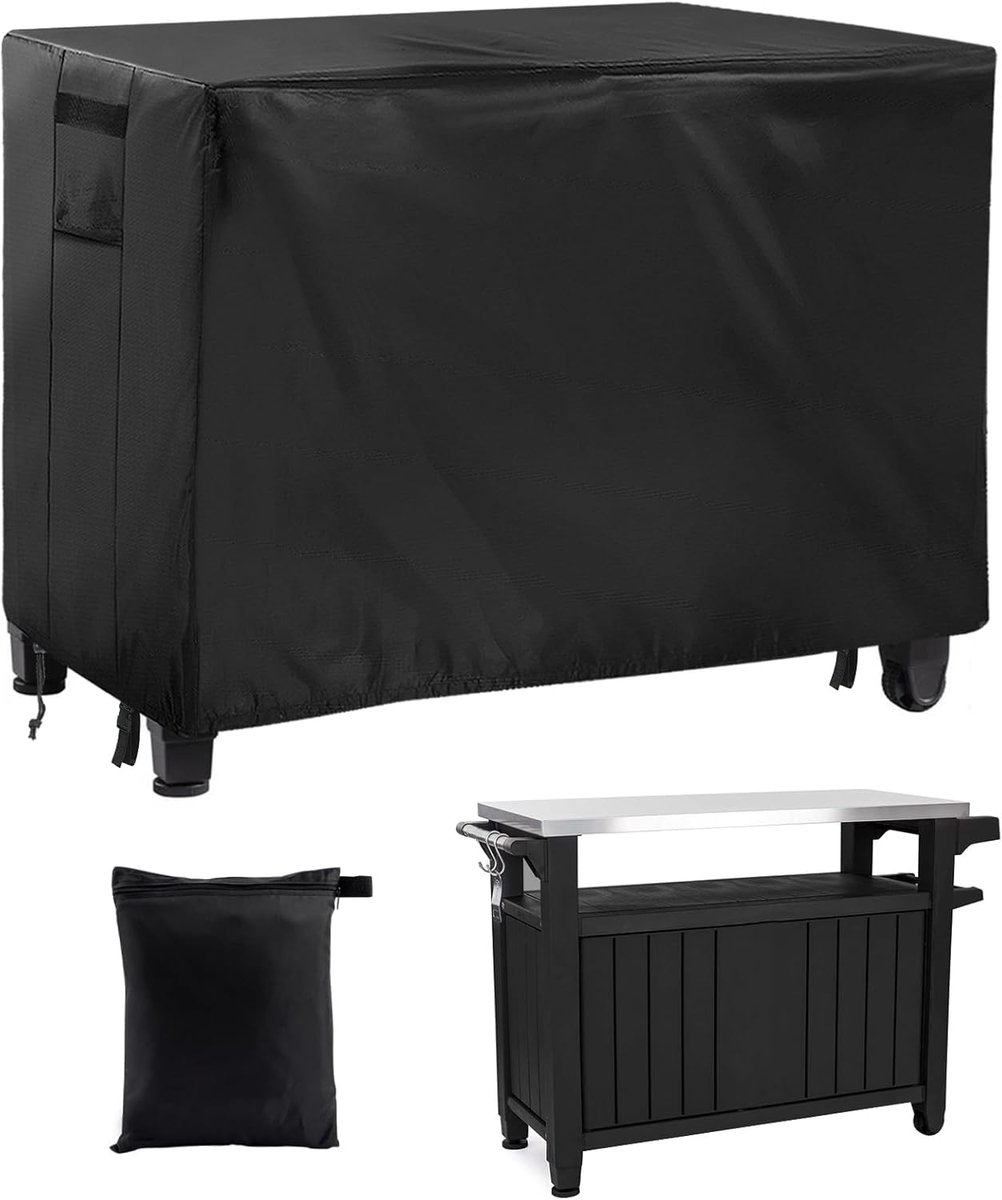 SnelShoppen - 54 inch Outdoor Prep Tafelhoes voor Draagbare Tafel Opbergkast, Waterdichte Heavy Duty BBQ Grill Tafelhoes, Oxford-stof, Zwart, Tuin, Ca