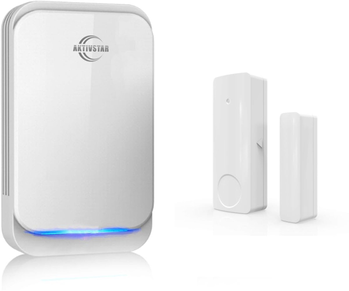 SnelShoppen - Deur- en raamalarm met magnetische deursensor, 38 tonen, 4 instelbare volumes, led-indicator voor thuis, beveiliging, woning, kantoor, v