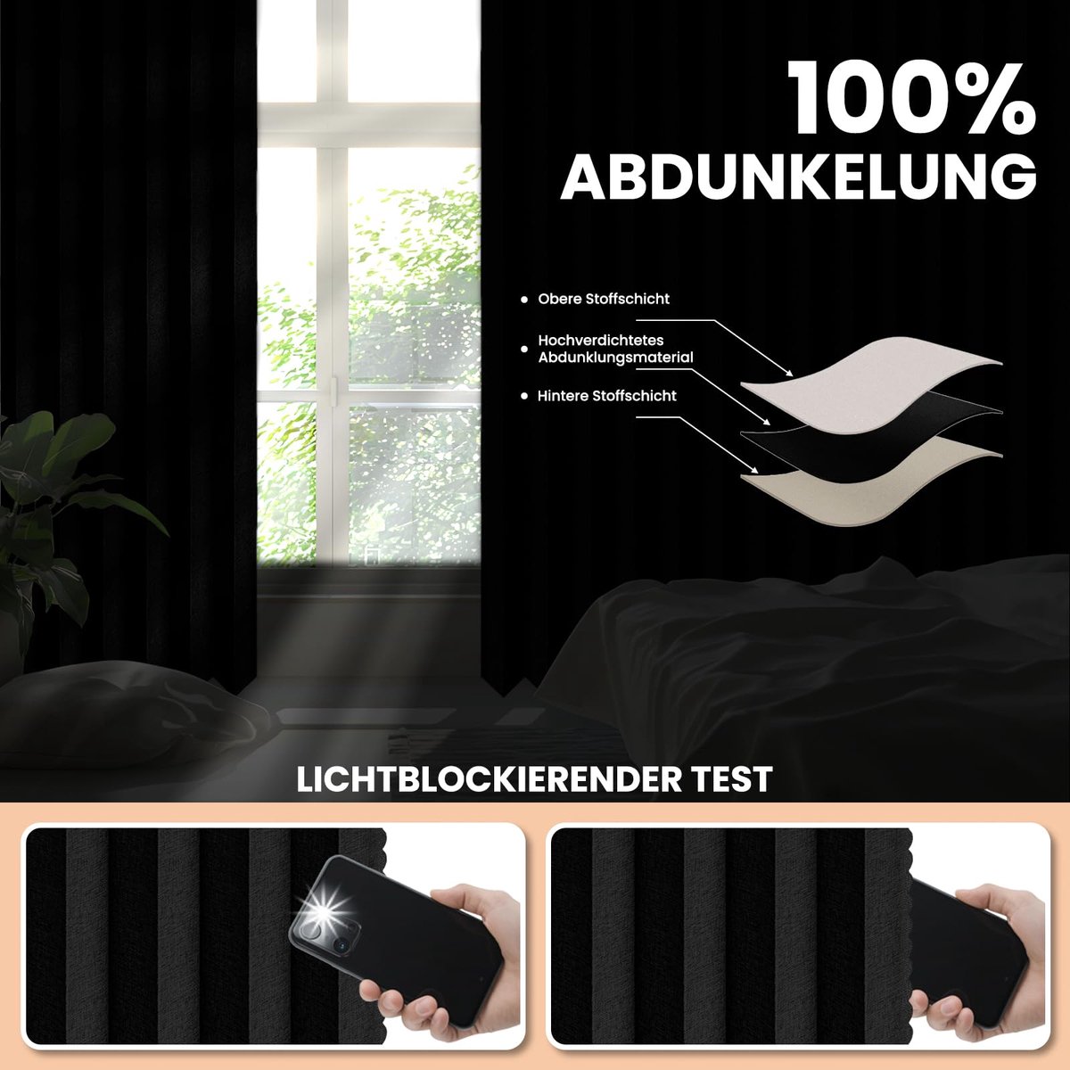 SnelShoppen - Scheidingsgordijn Ruimteverdeler Plafondbaan 100% Bescherming Zwart H275 x B457 cm - Ideaal voor Slaapkamer, Woonkamer en Berging