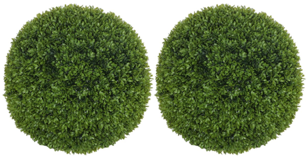 Set van 2 Kunstbuxus Ballen Ø40cm Groen UV-bestendig Plastic Geen Water Geven voor Tuin Balkon Woonkamer Kantoor