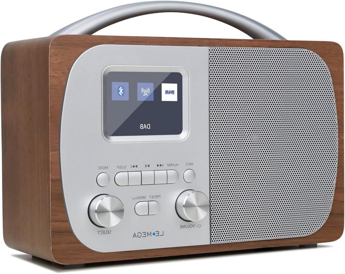 Digitale Radio - DAB Radio - Muziek Luisteren - Dubbele Wekker - Compact Formaat - Hout Metaal