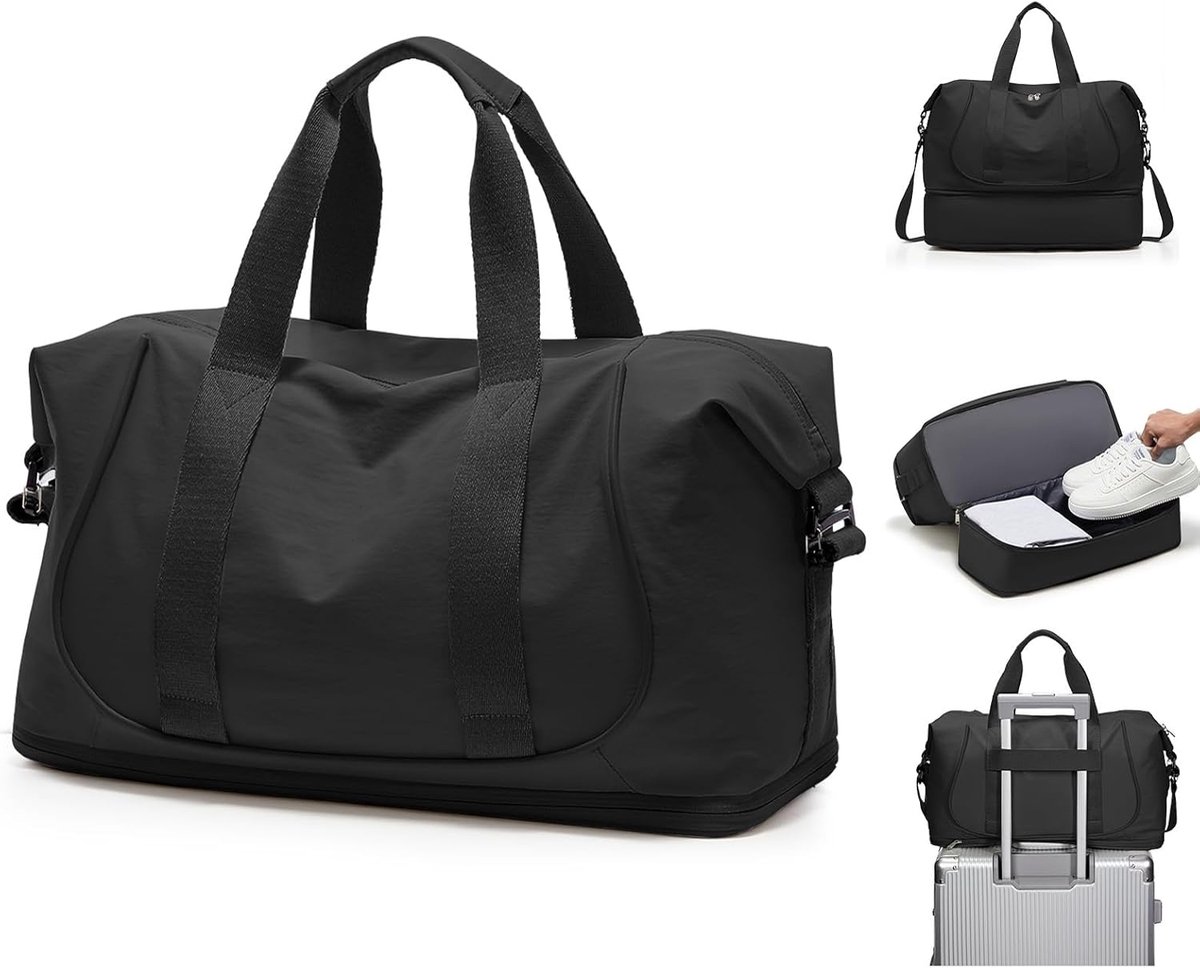 SnelShoppen - Reistas Dames Ryanair Easyjet Handbagage Tas, Uitbreidbaar met Schoencompartiment, Waterdichte Sporttas Fitness Weekendtas, Kraamtas, Pl