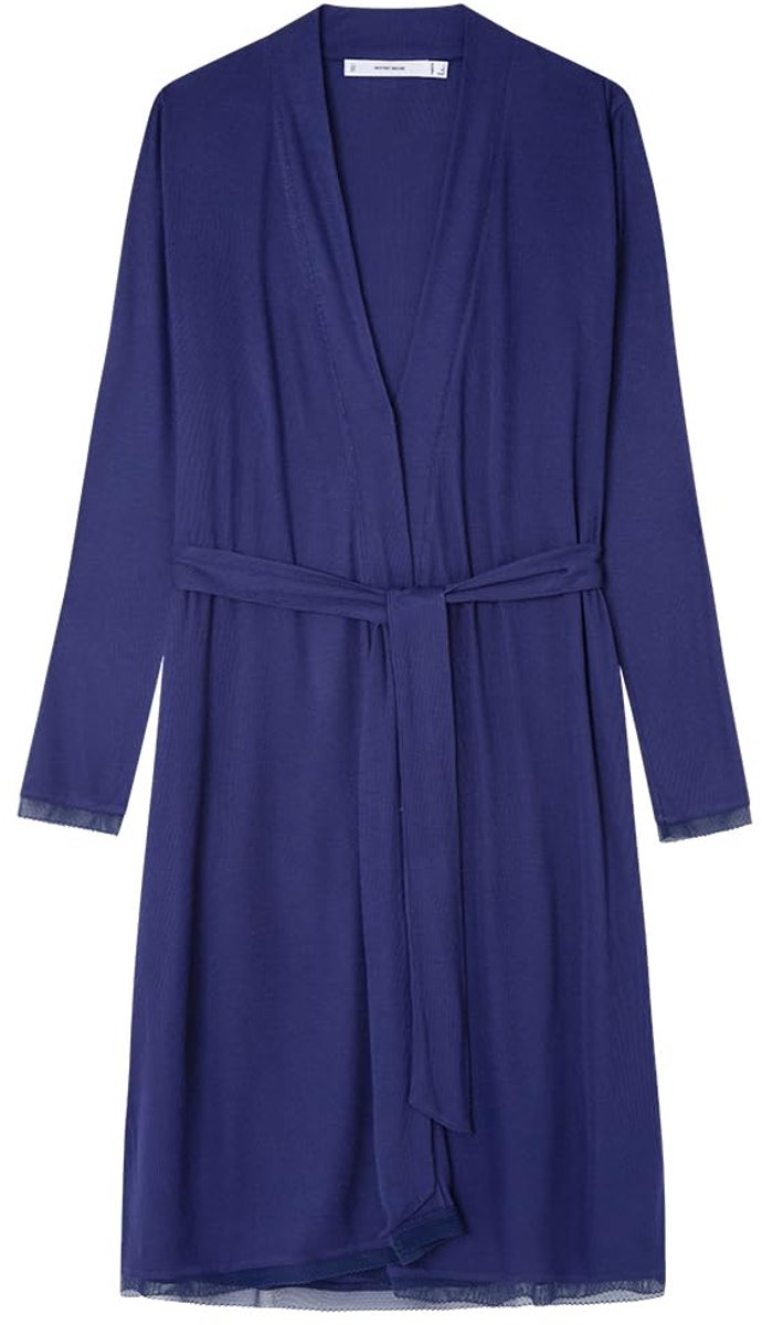 SnelShoppen - Dames Badjas Blauw S, Luxe Flanel, Zacht en Comfortabel voor Thuis, Ideaal voor Ontspanning en Slaapkleding