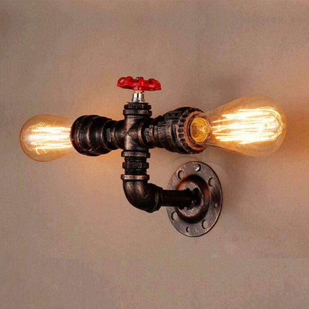 IJzeren dubbele wandlamp, waterwandlamp, windlamp, industriële retro, eenvoudige creatieve lamp voor restaurant, slaapkamer, woonkamer, hal, bar, gangpad, trappenhuis, keuken, E27 buitenwandlamp