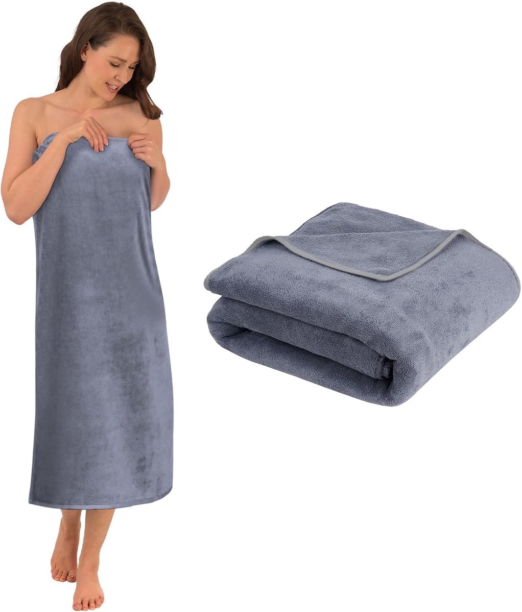 SnelShoppen - KORVORIA XXL Groot badhanddoek 200x100 cm, 100% katoen, zacht en absorberend, unisex, ideaal voor strand, spa en sauna, donkergrijs