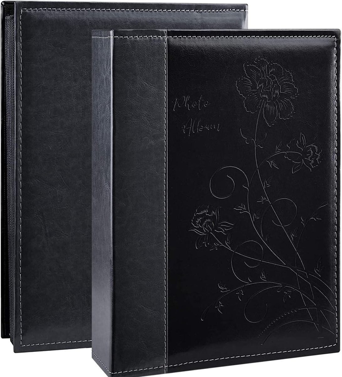 Fotoalbum voor 300 Foto's - Extra Grote Capaciteit, Luxe Leren Casus voor Trouwen en Familieherinneringen - Geschikt voor 10x15cm Afbeeldingen (Zwart)