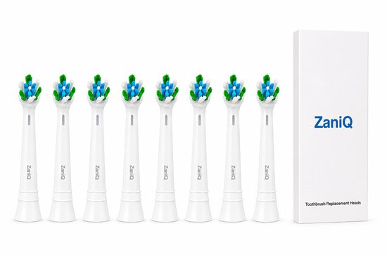 ZaniQ - Opzetborstels geschikt en passend op Oral-B iO - Wit – 8 stuks - Vervangende tandenborstelkoppen voor iO 2, 3, 4, 5, 6, 7, 8, 9, 10 - Rond - Schuine Borstelharen - Zacht