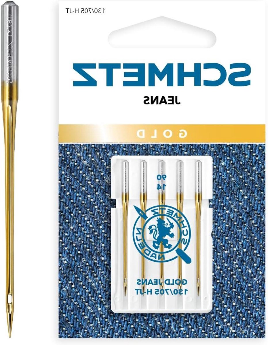 Gouden Jeans Naalden - Naaimachine naalden - Stevige Stoffen Naaien - Titanium Coating - 5 Stuks - Goud